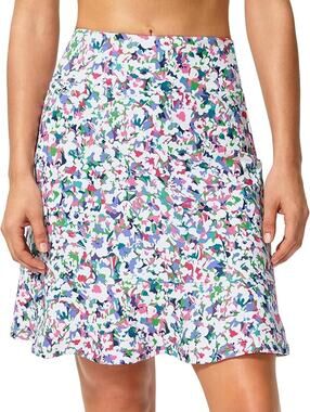 Moteepi Multicolor Floral 20" Swim Ruffle Skirt Vacation Beach Sz L